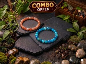 SUNSTONE BRACELET+BLUE STRIPED AGATE BRACELET
