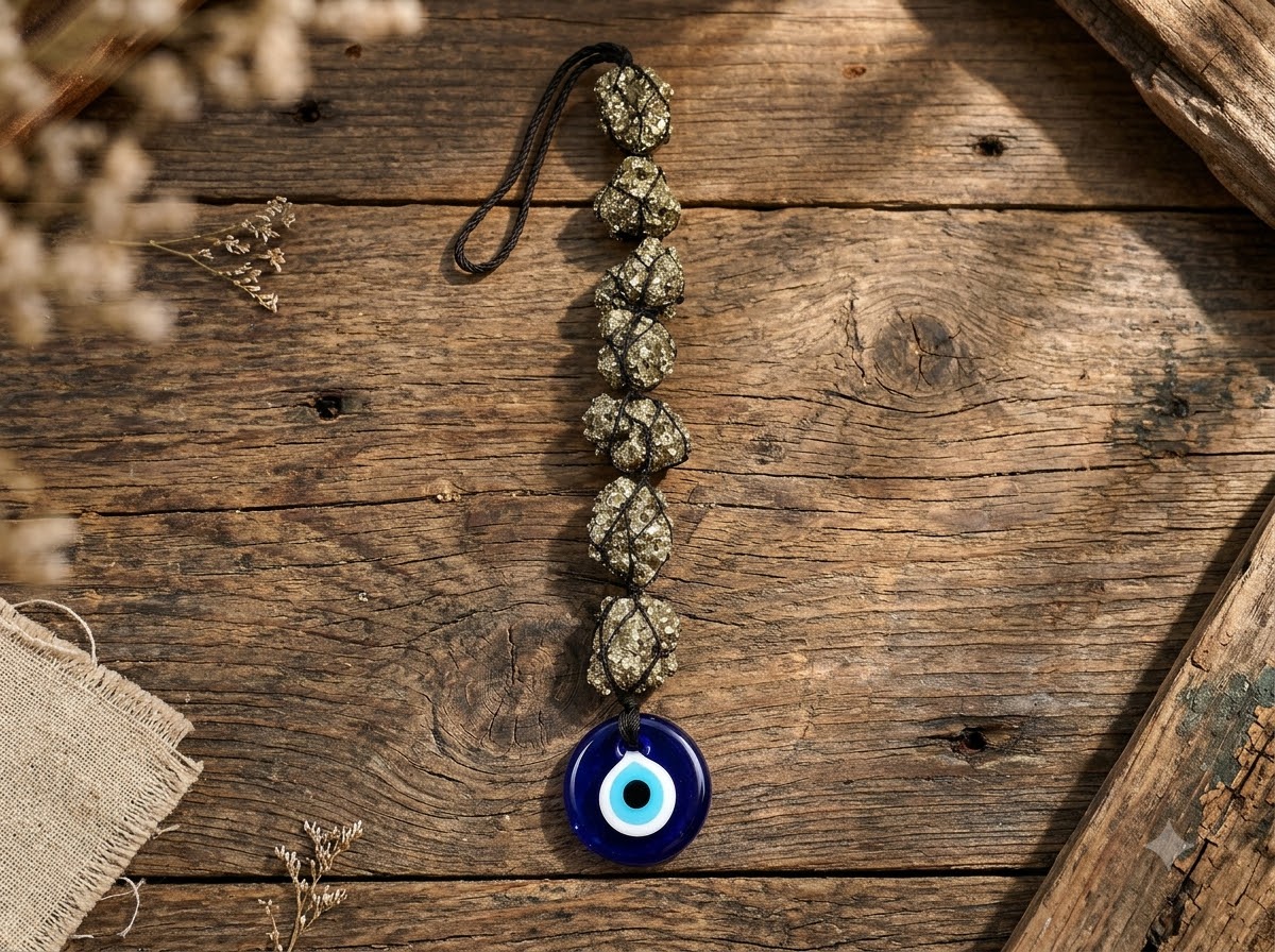 PYRITE EVIL EYE HANGING