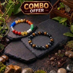 7 CHAKRA CRYSTAL BRACELET+TRIPLE PROTECTION BRACELET