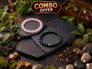 ROSE QUARTZ +BLACK TOURMALINE CRYSTAL BRACELET