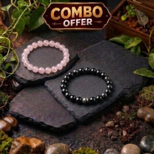 ROSE QUARTZ +BLACK TOURMALINE CRYSTAL BRACELET