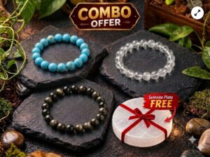TURQUOISE BRACELET+BLACK AGATE BRACELET +CLEAR QUARTZ BRACELET