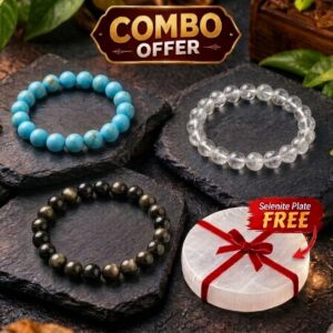 TURQUOISE BRACELET+BLACK AGATE BRACELET +CLEAR QUARTZ BRACELET