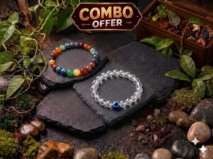 NAVGRAH BRACELET+CLEAR QUARTZ EVIL EYE BRACELET