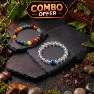 NAVGRAH BRACELET+CLEAR QUARTZ EVIL EYE BRACELET