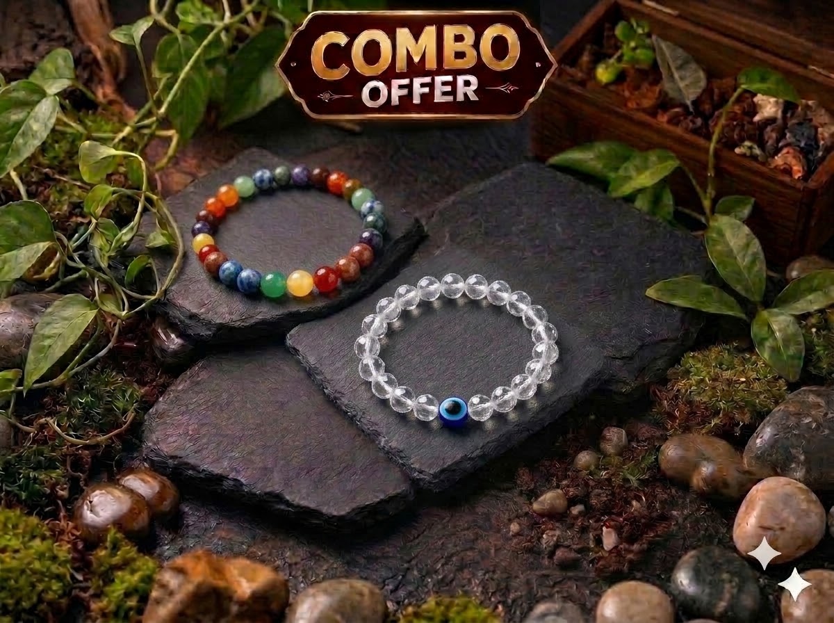 NAVGRAH BRACELET+CLEAR QUARTZ EVIL EYE BRACELET