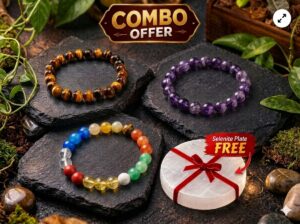 TIGER'S EYE BRACELET+AMETHYST BRACELET+7 CHAKRA BRACELET