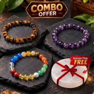 TIGER'S EYE BRACELET+AMETHYST BRACELET+7 CHAKRA BRACELET
