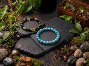 BLACK AGATE BRACELET+TURQUOISE BRACELET