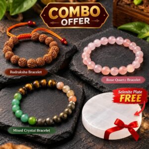 Dhan Yog  Braclet +Rose Quartz  Bracelet +5 Mukhi Rudrakhs Bracelet